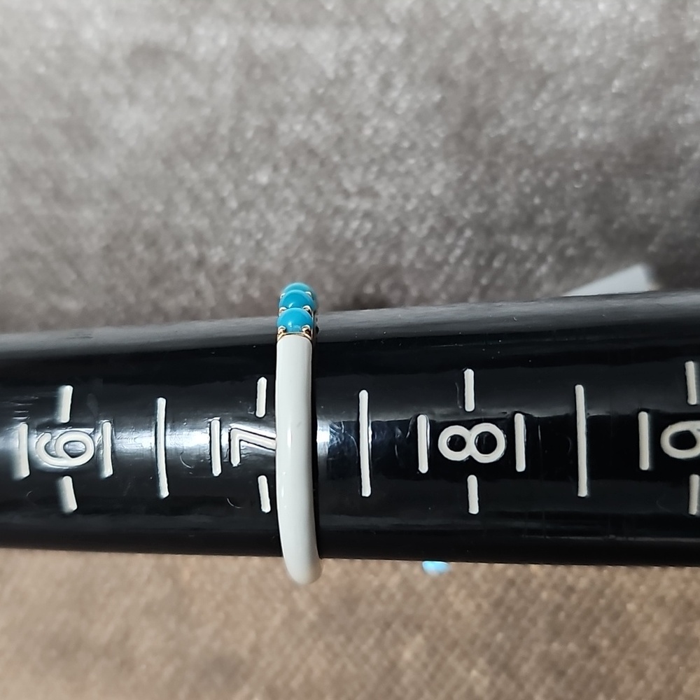 Solid Gold Turquoise Enamel Ring - image 3